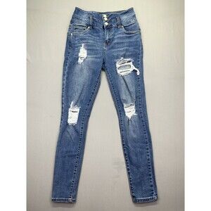 Refuge Ibiza Distressed Mid Wash Skinny Jeans | Women's Size‎ 5 Fits 24"